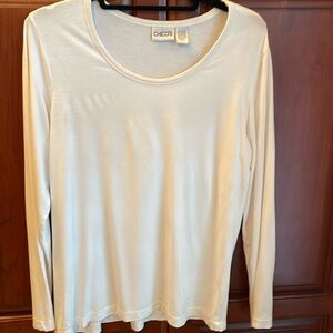 Chico’s Size 1, ( 8/10) Ivory Long Sleeve Tee